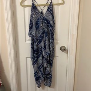 Blue Bandanna Print Midi Dress